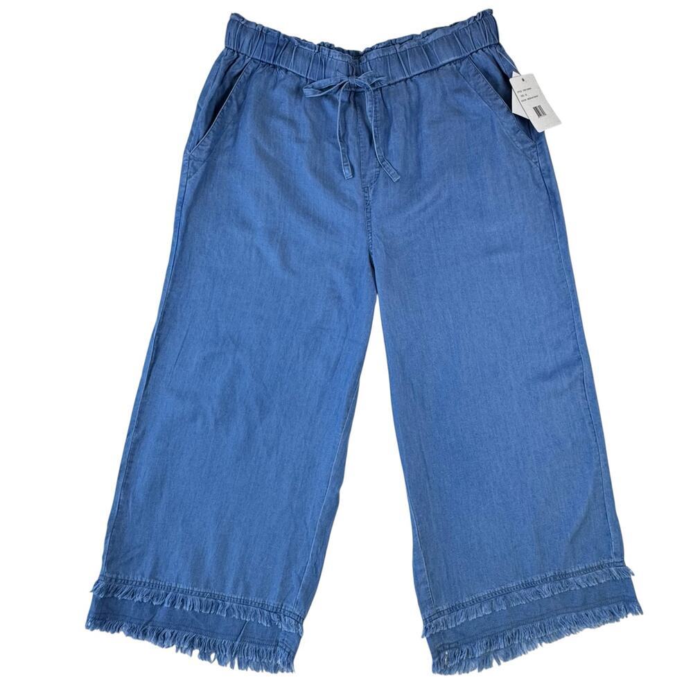 Zac & Rahcel Lyocell Frayed Hem Cropped Wide Leg Pants | NWT | Size XL